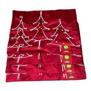 Food Network Red Christmas Tree Placemats Set of 4 NEW Kohl’s Ribbon Dining